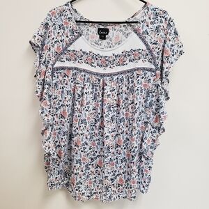 Simply Emma Womens Floral Top Size 2X